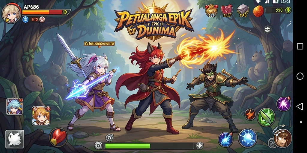 Tampilan gameplay yang menarik dan penuh aksi di dunia anime.