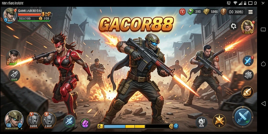 Tangkapan layar menunjukkan aksi intens GACOR88 dengan gameplay mendebarkan.
