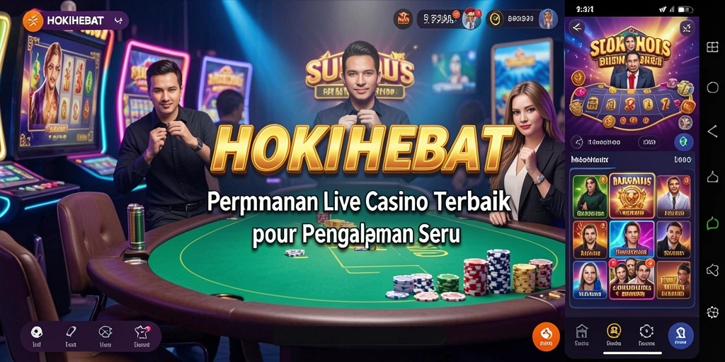 Tampilan interaktif HOKIHEBAT yang menampilkan dealer profesional dan permainan yang seru.