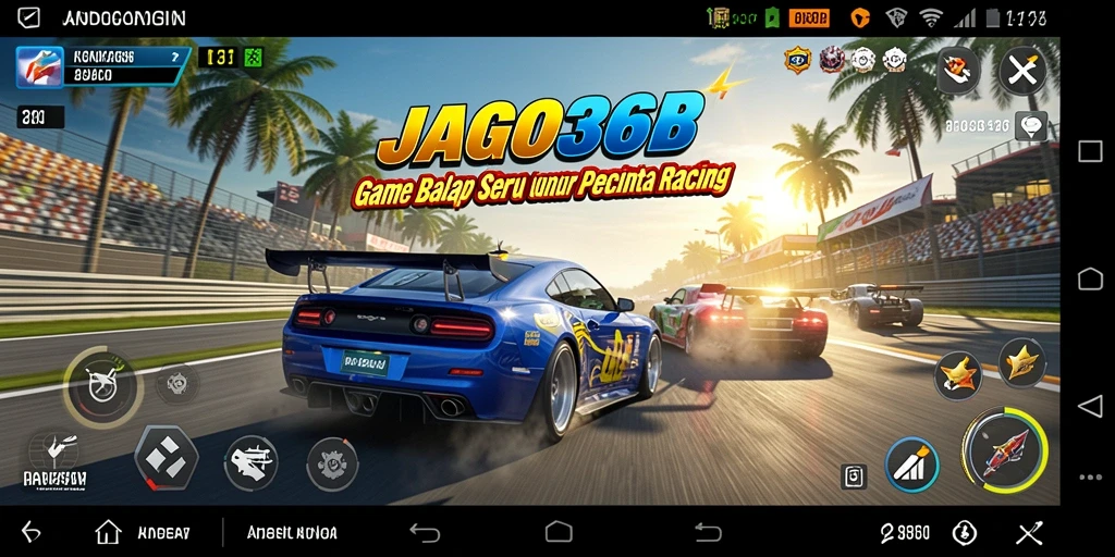 Screenshot gameplay JAGO368 menampilkan balapan seru dan kendaraan keren.