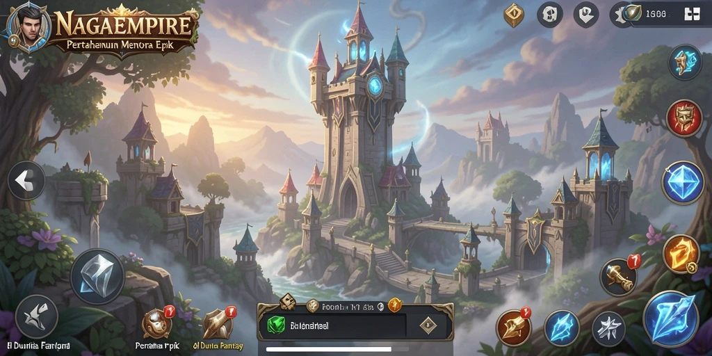 Tangkapan layar gameplay <strong>NAGAEMPIRE</strong> yang menunjukkan aksi Tower Defense yang intens.