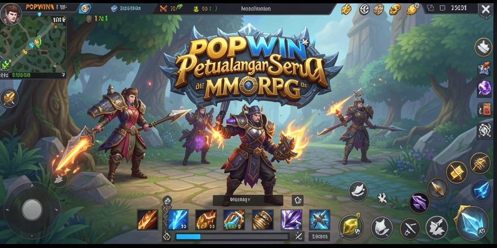 Screenshot utama POPWIN menunjukkan aksi seru dalam gameplay MMORPG.