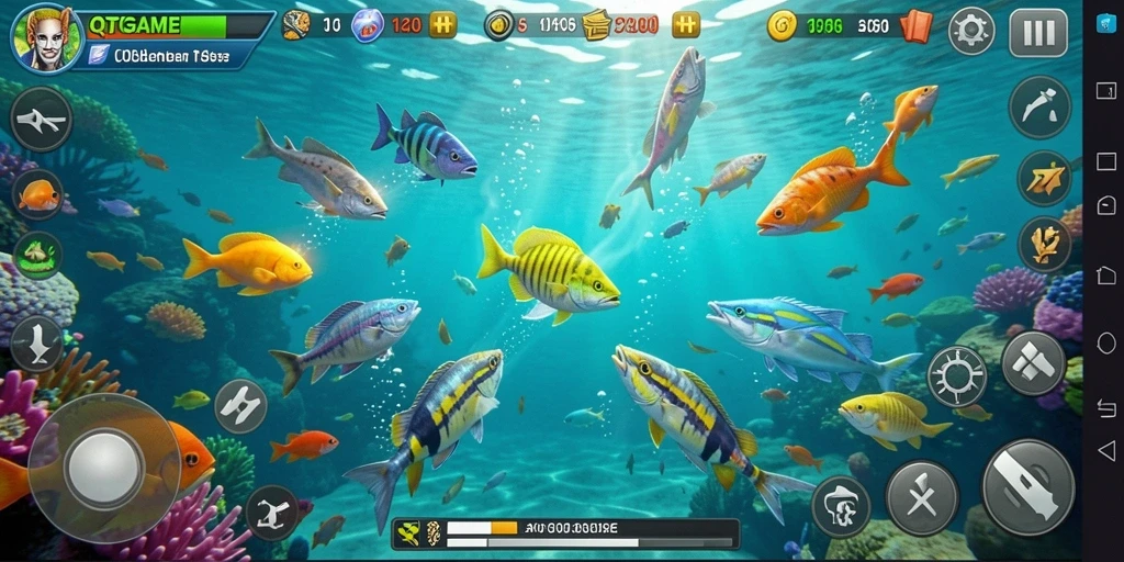 Gambar tampilan gameplay Tembak Ikan yang seru di QTGAME.