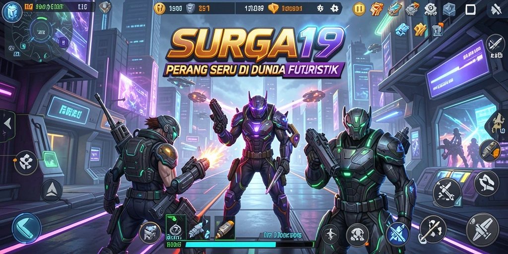 Screenshot gameplay SURGA19 menampilkan pertarungan intens antar pemain.