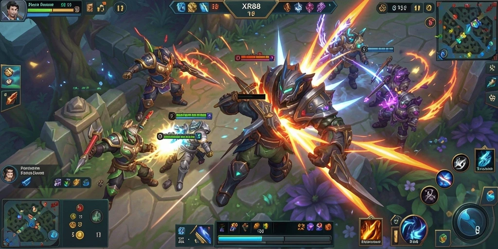 Tampilan aksi pertempuran seru dalam game MOBA XR88.